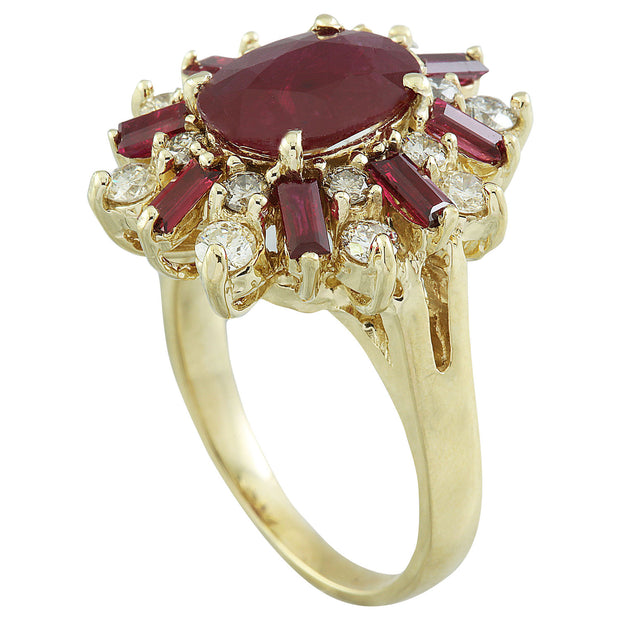 4.25 Carat Ruby 14K Yellow Gold Diamond Ring - Fashion Strada