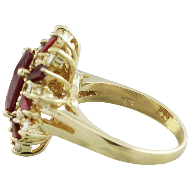 4.25 Carat Ruby 14K Yellow Gold Diamond Ring - Fashion Strada