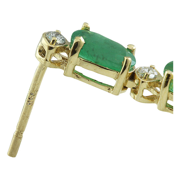 4.68 Carat Emerald 14K Yellow Gold Diamond Earrings - Fashion Strada