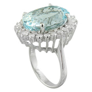 12.15 Carat Aquamarine 14K White Gold Diamond Ring - Fashion Strada