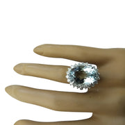 12.15 Carat Aquamarine 14K White Gold Diamond Ring - Fashion Strada