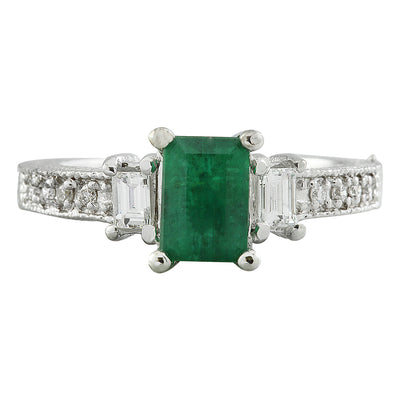 1.50 Carat Emerald 14K White Gold Diamond Ring - Fashion Strada