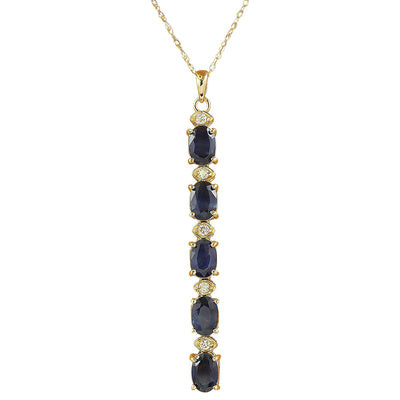 4.50 Carat Sapphire 14K Yellow Gold Diamond Necklace - Fashion Strada