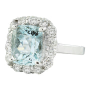 4.55 Carat Aquamarine 14K White Gold Diamond Ring - Fashion Strada