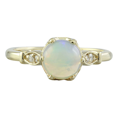1.08 Carat Opal 14K Yellow Gold Diamond Ring - Fashion Strada