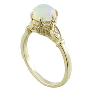 1.08 Carat Opal 14K Yellow Gold Diamond Ring - Fashion Strada