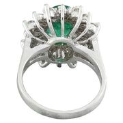 4.05 Carat Emerald 14K White Gold Diamond Ring - Fashion Strada