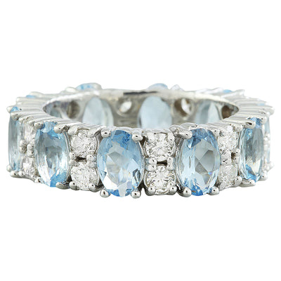 4.45 Carat Aquamarine 14K White Gold Diamond Ring - Fashion Strada