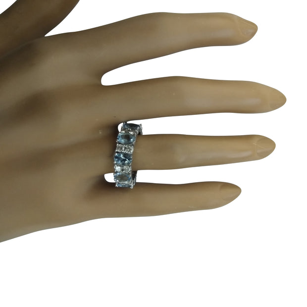 4.45 Carat Aquamarine 14K White Gold Diamond Ring - Fashion Strada