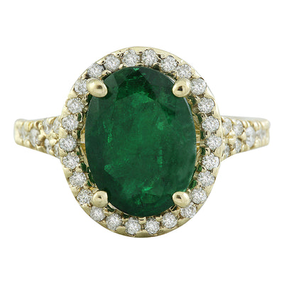 3.70 Carat Emerald 14K Yellow Gold Diamond Ring - Fashion Strada