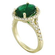 3.70 Carat Emerald 14K Yellow Gold Diamond Ring - Fashion Strada