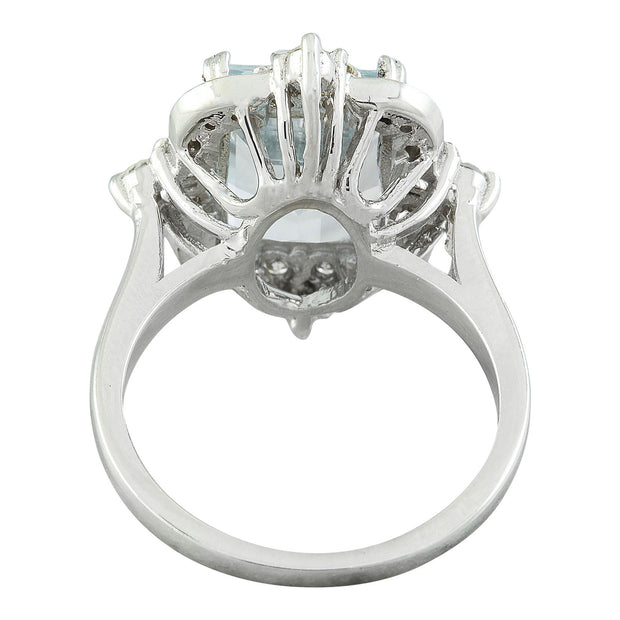 5.05 Carat Aquamarine 14K White Gold Diamond Ring - Fashion Strada