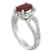 2.30 Carat Ruby 14K White Gold Diamond Ring - Fashion Strada