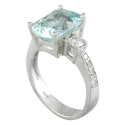 4.75 Carat Aquamarine 14K White Gold Diamond Ring - Fashion Strada