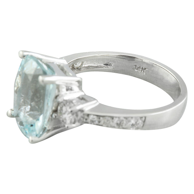 4.75 Carat Aquamarine 14K White Gold Diamond Ring - Fashion Strada