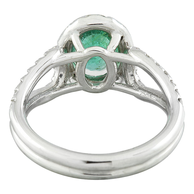 1.70 Carat Emerald 14K White Gold Diamond Ring - Fashion Strada