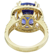 8.90 Carat Tanzanite 14K Yellow Gold Diamond Ring - Fashion Strada