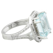 10.30 Carat Aquamarine 14K White Gold Diamond Ring - Fashion Strada