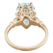 3.60 Carat Aquamarine 14K Rose Gold Diamond Ring - Fashion Strada