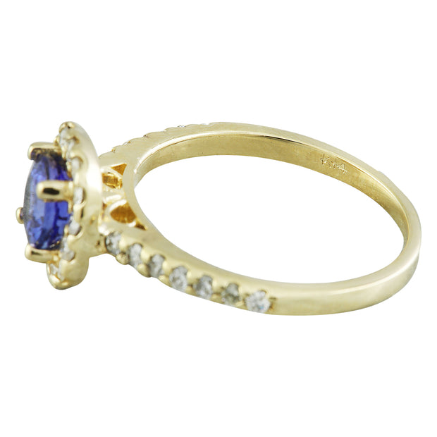 1.55 Carat Tanzanite 14K Yellow Gold Diamond Ring - Fashion Strada