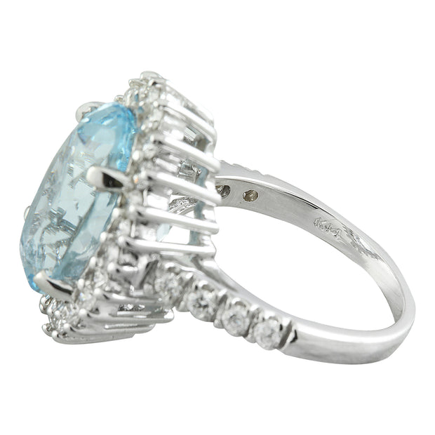 8.25 Carat Aquamarine 14K White Gold Diamond Ring - Fashion Strada