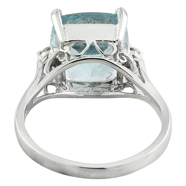 5.50 Carat Aquamarine 14K White Gold Diamond Ring - Fashion Strada