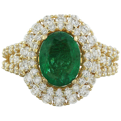 4.65 Carat Emerald 14K Yellow Gold Diamond Ring - Fashion Strada