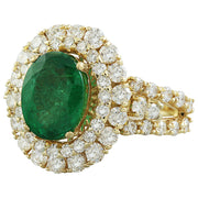 4.65 Carat Emerald 14K Yellow Gold Diamond Ring - Fashion Strada
