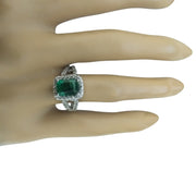 2.10 Carat Emerald 14K White Gold Diamond Ring - Fashion Strada