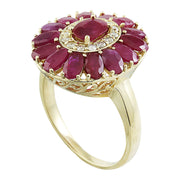 4.40 Carat Ruby 14K Yellow Gold Diamond Ring - Fashion Strada