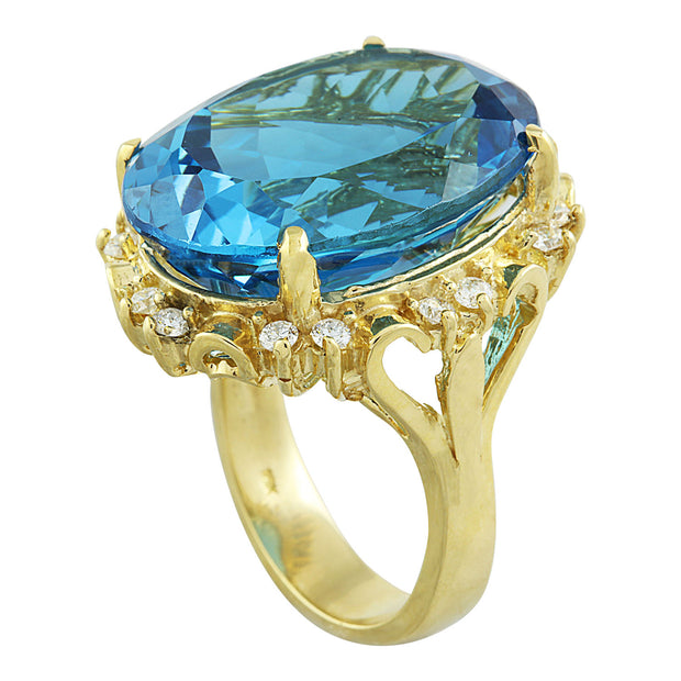 30.50 Carat Topaz 14K Yellow Gold Diamond Ring - Fashion Strada