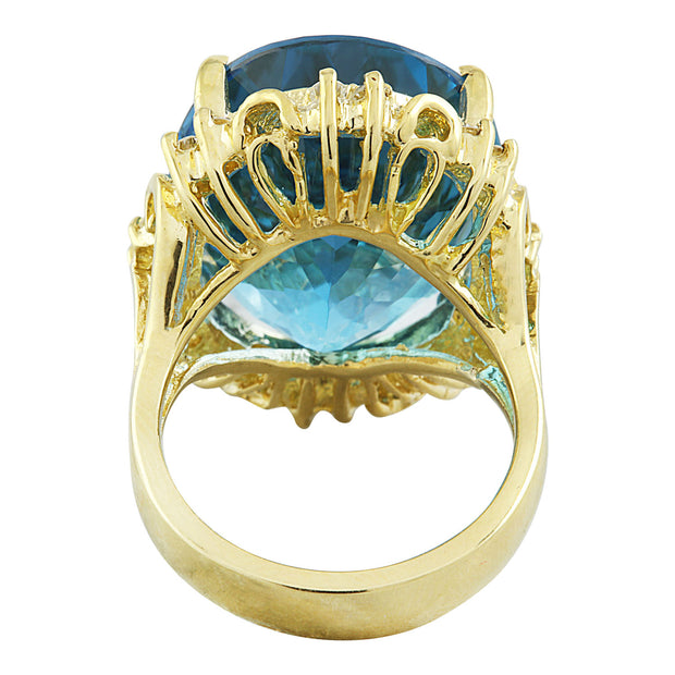 30.50 Carat Topaz 14K Yellow Gold Diamond Ring - Fashion Strada