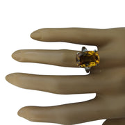 6.26 Carat Citrine 14K White Gold Diamond Ring - Fashion Strada