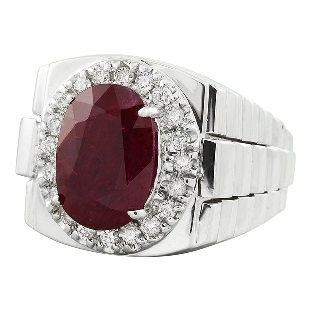 7.70 Carat Ruby 14K White Gold Diamond Ring - Fashion Strada