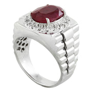 7.70 Carat Ruby 14K White Gold Diamond Ring - Fashion Strada