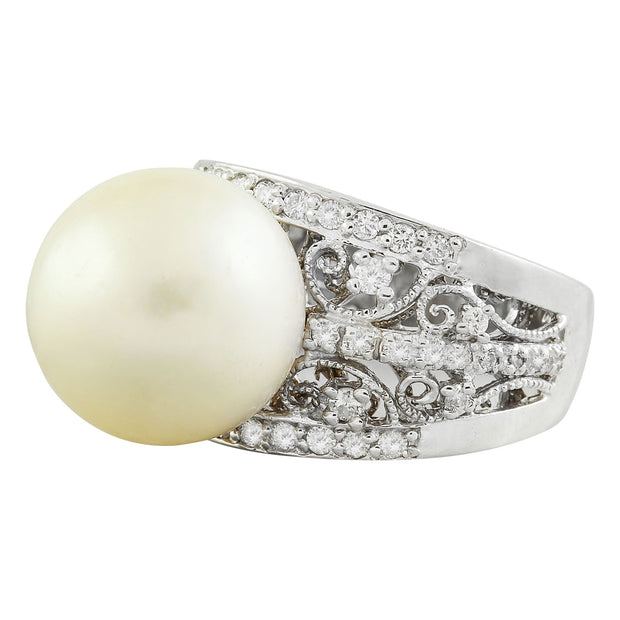 0.60 Carat Pearl 14K White Gold Doamond Ring - Fashion Strada