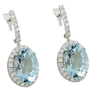11.40 Carat Aquamarine 14K white Gold Diamond earrings - Fashion Strada
