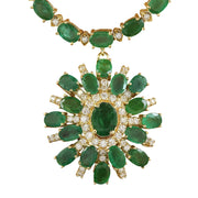 41.20 Carat Emerald 14K yellow Gold Diamond Necklace - Fashion Strada