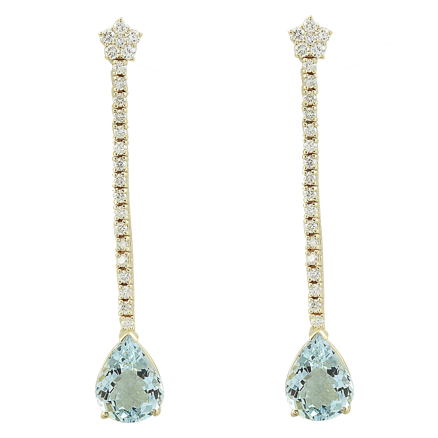 LJ ROMA Aquamarine collection rectangular earrings in white gold, diamonds  and aquamarines 1.00ct - 205119