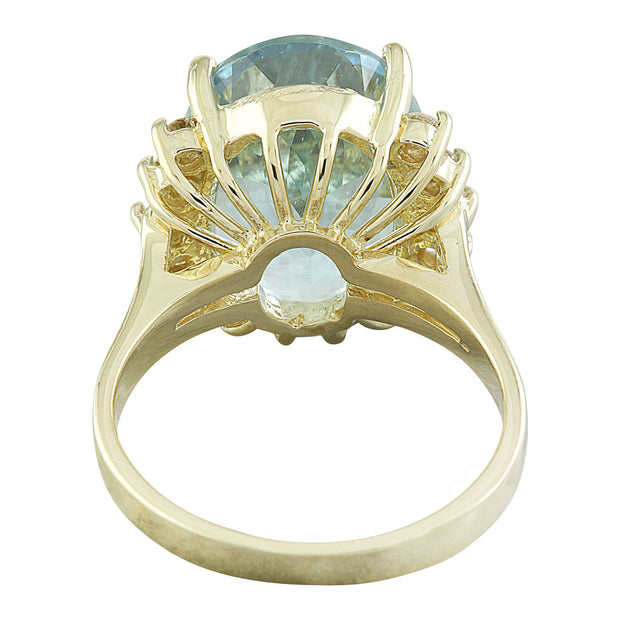 8.15 Carat Aquamarine 14K Yelow Gold Diamond Ring - Fashion Strada