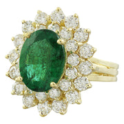 7.10 Carat Emerald 18K Yellow Gold Diamond Ring - Fashion Strada