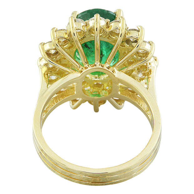7.10 Carat Emerald 18K Yellow Gold Diamond Ring - Fashion Strada