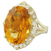 12.20 Carat Citrine 14K Yellow Gold Diamond Ring - Fashion Strada