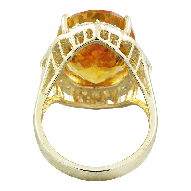 12.20 Carat Citrine 14K Yellow Gold Diamond Ring - Fashion Strada