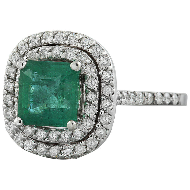 2.45 Carat Emerald 14K White Gold Diamond Ring - Fashion Strada