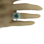 2.45 Carat Emerald 14K White Gold Diamond Ring - Fashion Strada