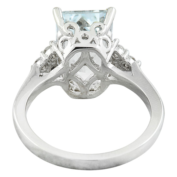 4.20 Carat Aquamarine 14K White Gold Diamond Ring - Fashion Strada