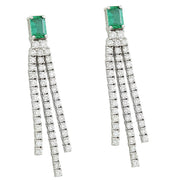 4.62 Carat Emerald 14K White Gold Diamond Earrings - Fashion Strada
