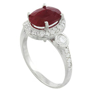 3.00 Carat Ruby 14K White Gold Diamond Ring - Fashion Strada