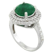 4.47 Carat Emerald 14K white Gold Diamond Ring - Fashion Strada